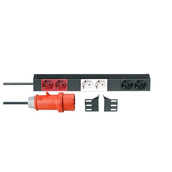 Adam Hall 19'' EU 3 Circuit 6 Socket Power Strip Detached Ears