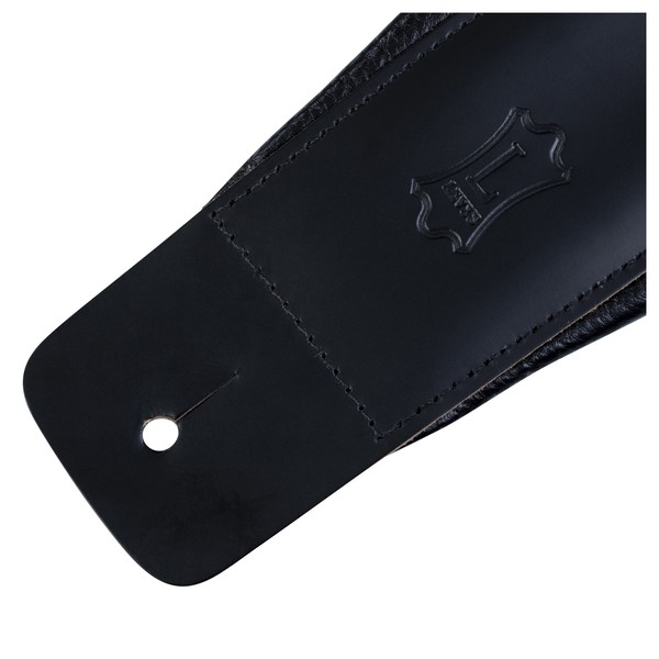 Levys DM1 Padded Leather Strap, Black Close Up 2