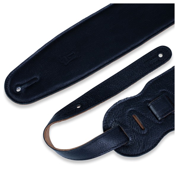 Levys M4GF Garment Leather Strap w' Thong, Black Top & Bottom
