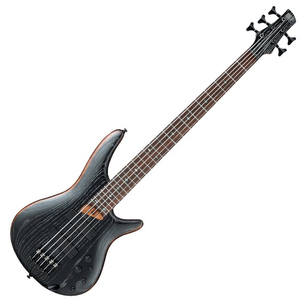 Ibanez SR675 5 String Bass 2018, Silver Wave Black Flat Front View