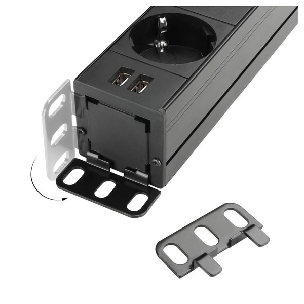 Adam Hall 19'' EU Power Strip with USB Chargers, 8 Sockets Orientations