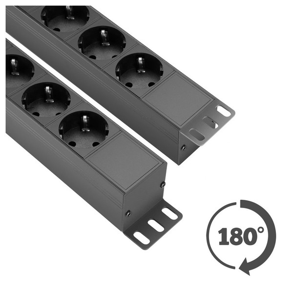 Adam Hall 19'' EU Power Strip with Removable Input, 8 Sockets Adjustable Mount