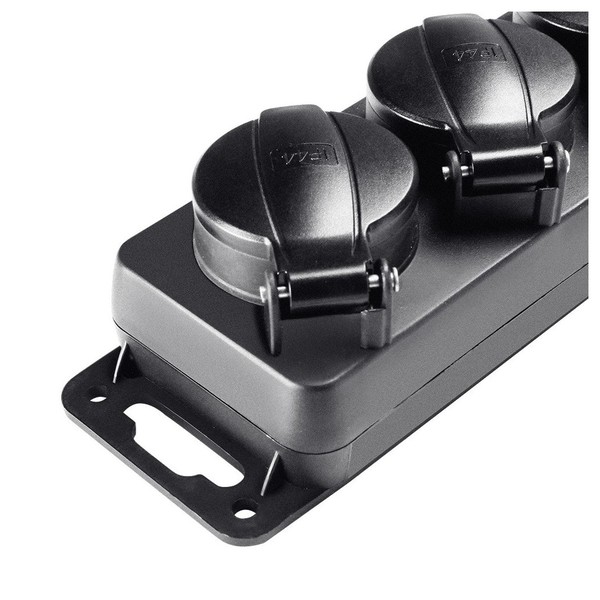 Adam Hall IP44 EU Power Strip, 3 Sockets Cover