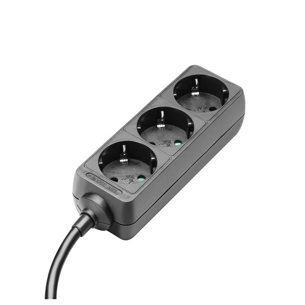 Adam Hall 3 Socket EU Power Strip, 5 m Cable Angled