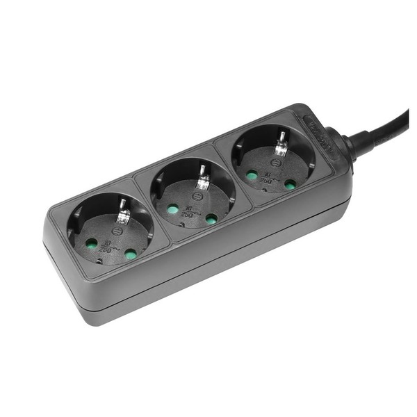 Adam Hall 3 Socket EU Power Strip, 5 m Cable Angled Down