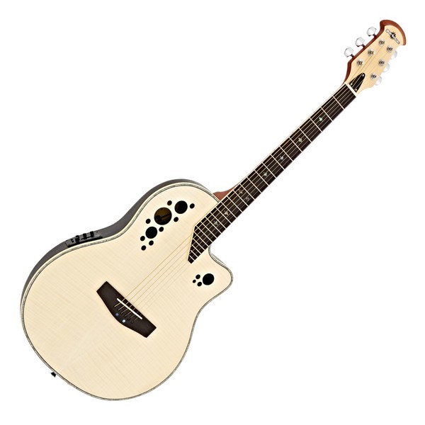 Deluxe Roundback Electro Acoustic Guitar by Gear4music, Flamed Maple - B-Stock