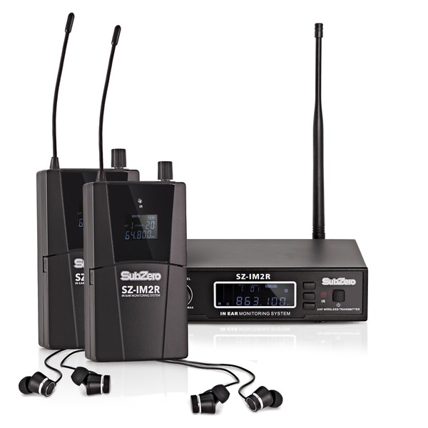SubZero SZ-IM2 Stereo In Ear Monitoring System Pack, 2 Receivers