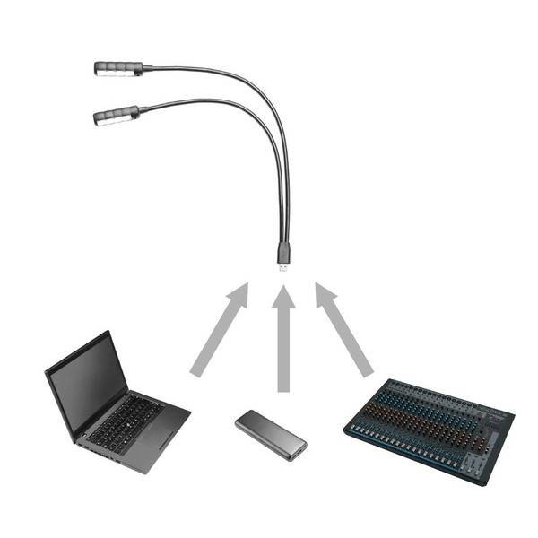 Adam Hall SLED ULTRA Dual USB Gooseneck Lamp Applications