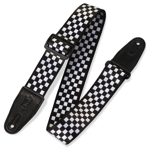 Levys 2" Polyester Guitar Strap, Black/White Chequered