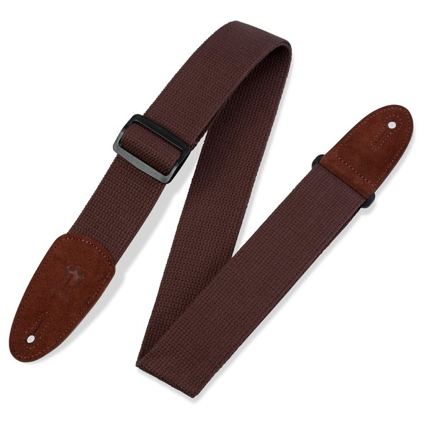 Levys 2" Cotton Guitar Strap w/ Leather Ends, Brown