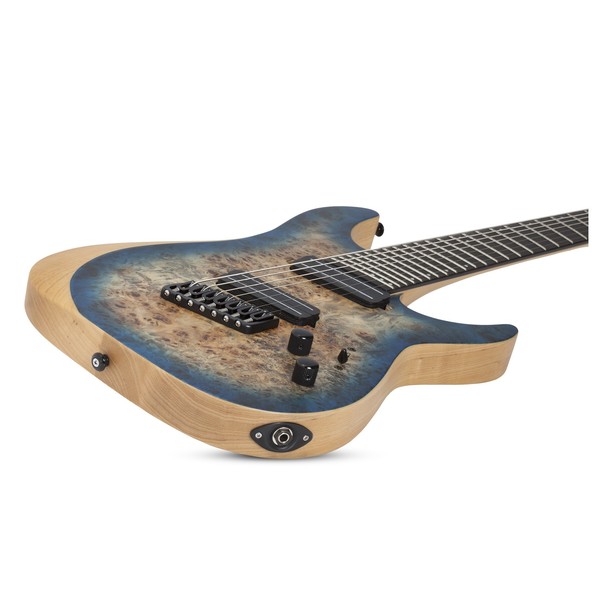 Schecter Reaper-7 Multiscale, Satin Sky Burst Laying down