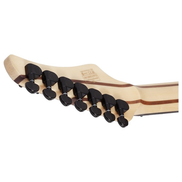 Schecter Reaper-7 Multiscale, Satin Sky Burst Headstock