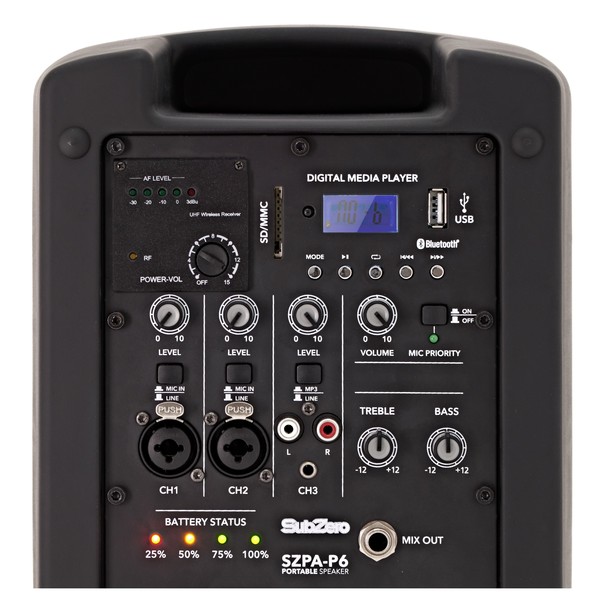 SubZero SZPA-P6 Portable PA with Digital Media Player + Wireless Mic