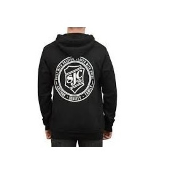 SJC Drums Round Logo Zip Up Hoodie, Shield Front Logo, Black, Small