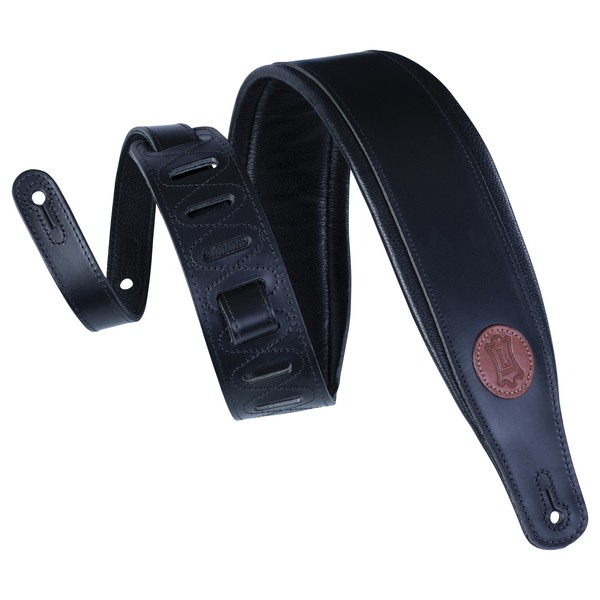Levys Vegetarian Tan Leather Guitar Strap, Black
