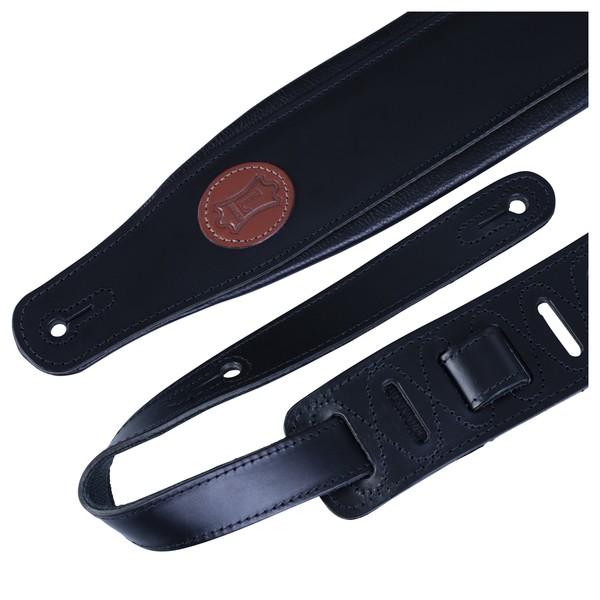 Levys Vegetarian Tan Leather Guitar Strap, Black All ends
