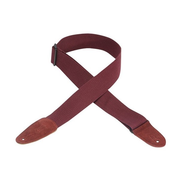 Levys 2" Cotton Guitar Strap w/ Leather Ends, Burgundy