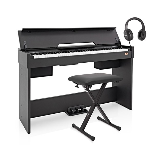 DP-7 Compact Digital Piano by Gear4music + Accessory Pack, Black