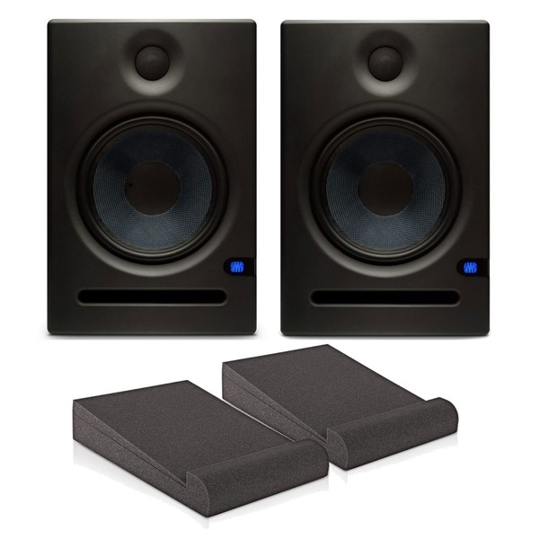 PreSonus Eris E8 Studio Monitors with Isolation Pads and Cables, Pair - Full Bundle