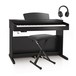 Set Piano Digital Gear4music DP10X con Banqueta ajustable y Auriculares, Negro Brillo