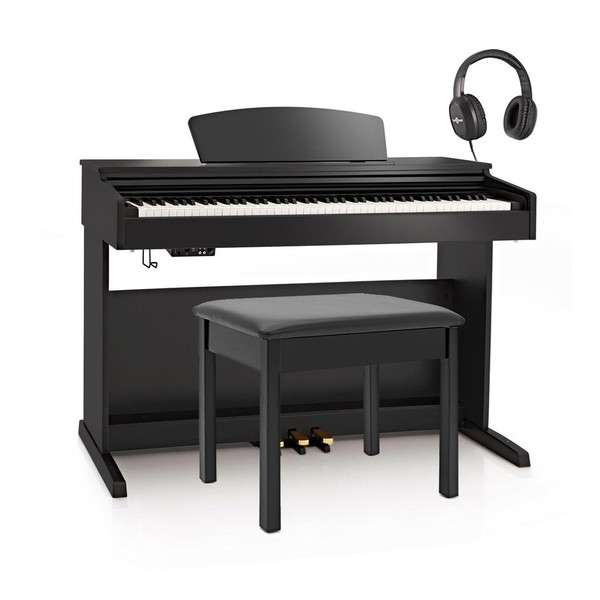 DP-10X Digital Piano by Gear4music + Piano Stool Pack, Gloss Black