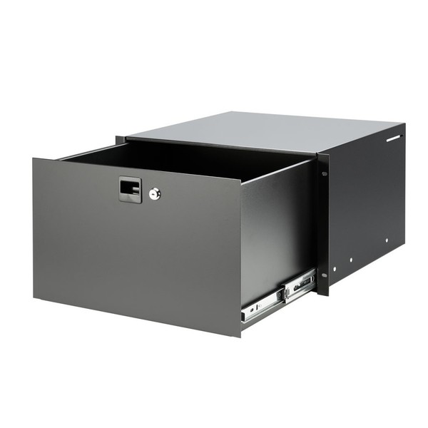 Adam Hall 19'' Steel Rack Drawer with Lock, 6U Open