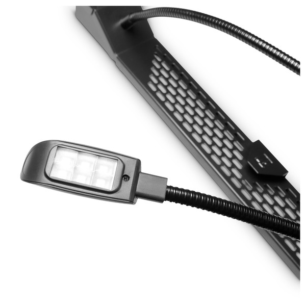 Adam Hall 19'' Dual Gooseneck White LED Rack Light with Dimmer Light