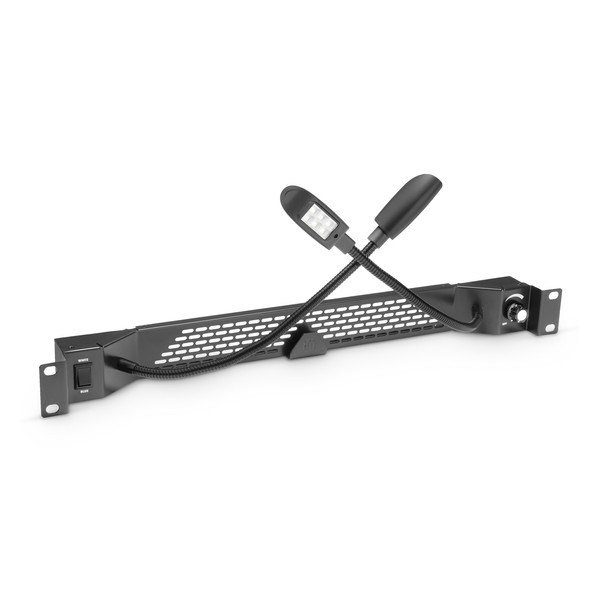 Adam Hall 19'' Dual Gooseneck White LED Rack Light with Dimmer Crossed