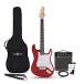 Guitare Électrique LA, Rouge, Ampli de Guitare 10 W & Pack d'Accessoires