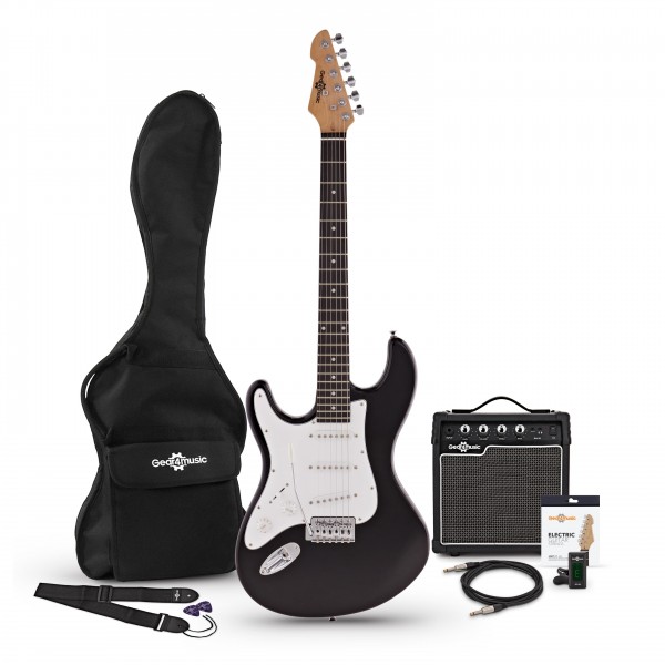 LA Left Handed Electric Guitar + Amp Pack, Black