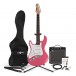 LA Left Handed Electric Guitar by Gear4music, Pink + Complete Pack