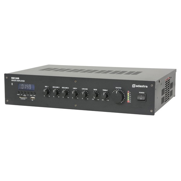 Adastra RM120B 5-Channel 100V Mixer/Amplifier with Bluetooth - Angled