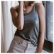 SJC Drums Women's Light Grey Racerback Tank Top, Teal Logos, Medium - Main Image