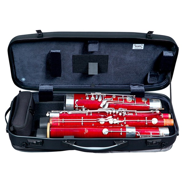 BAM 3233XL Hightech Adjustable Bassoon Case, Black Carbon, Inside With Instrument