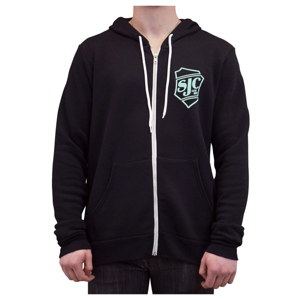 SJC Drums Round Logo Zip Up Hoodie, Shield Front Seafoam Logo, Small - Main Image