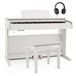 DP-10X Digital Piano by Gear4music + Piano Stool Pack, White