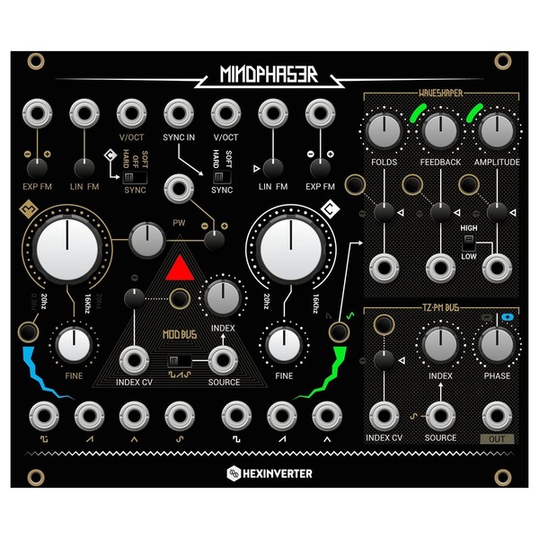 Hexinverter MINDPHASER Complex Oscillator Modular Grid Front Panel Art 