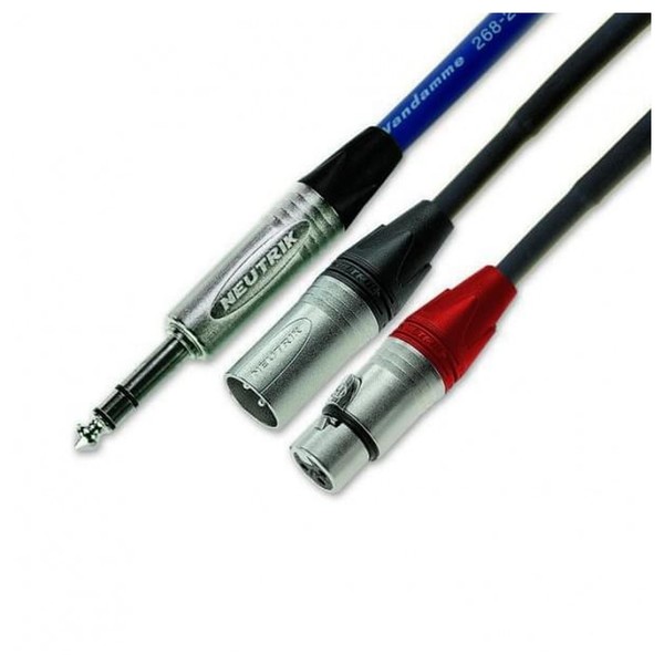 Van Damme 0.82 Blue Series Stereo Jack - Twin XLR(M and F) Cable, 3m