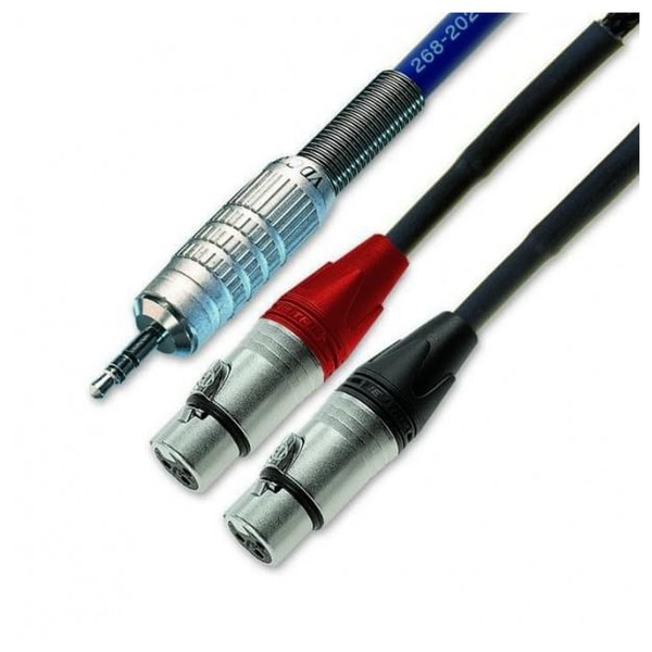 Van Damme 0.82 Blue Series Stereo Minijack - Twin XLR(F) Cable, 1m