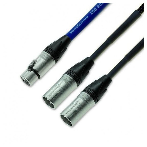 Van Damme 0.82 Blue Series Single XLR(F) - Twin XLR(M) Cable, 1m