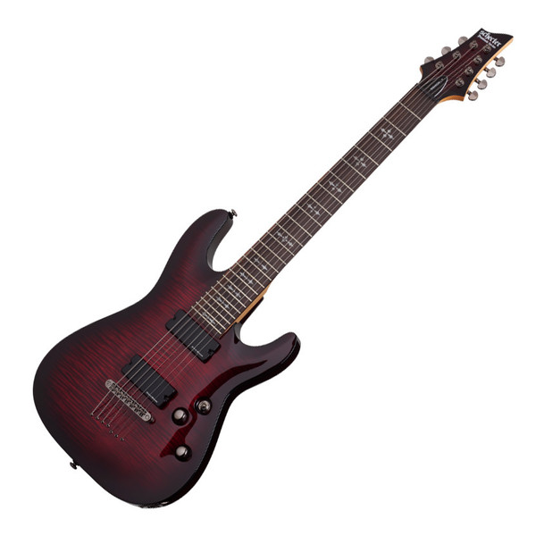 Schecter Demon-7 Electric Guitar, Crimson Red Burst