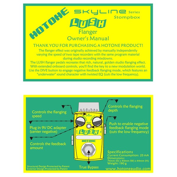 Hotone Lush Flanger Pedal manual
