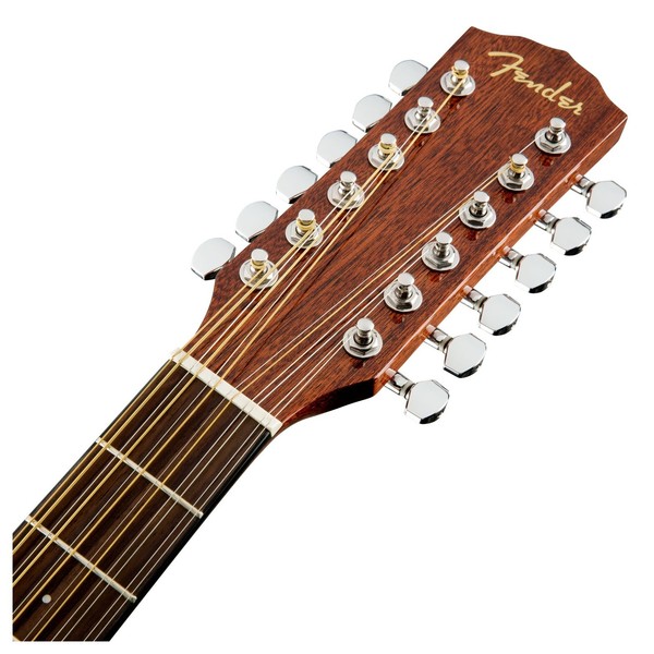 Fender CD-60SCE Dreadnought 12 String Acoustic, Natural - Headstock