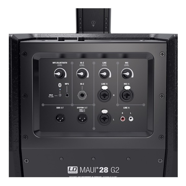 LD Systems Maui 28 G2 Column PA System, Rear Panel Controls