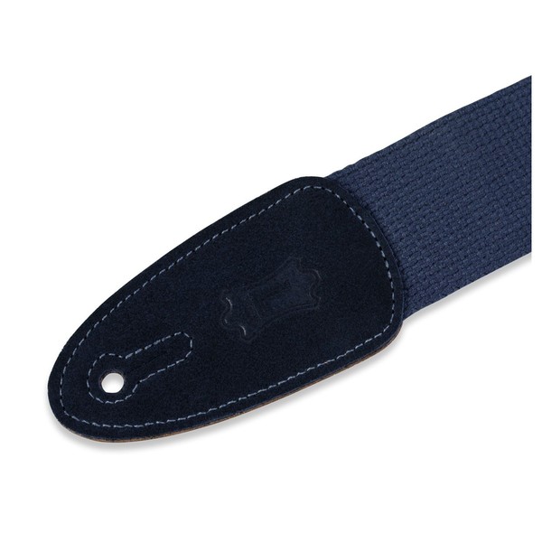 Levys 2" Cotton Guitar Strap w/ Leather Ends, Navy - Pin Hole