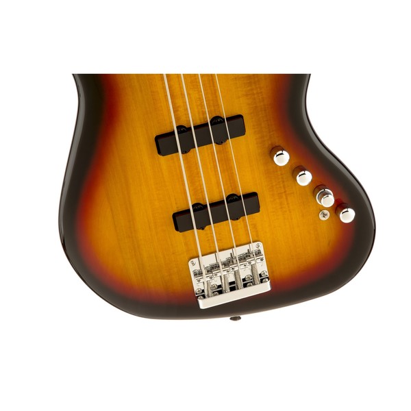 ト*1様 Squier Jazz Bass Squier Deluxe Jazz Bass IV Active, Sunburst - Nearly New at Gear4music
