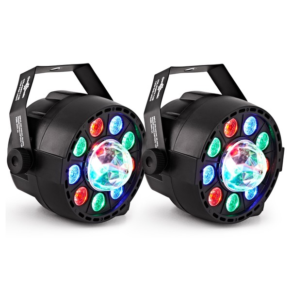 Sol 12W Mini Par Party Lights With Crystal Ball by Gear4music, Pair