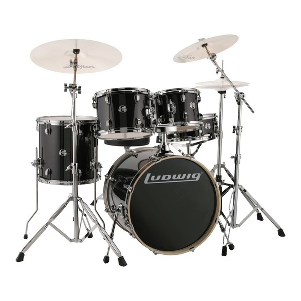 Ludwig Evolution 20'' 5pc Drum Kit w/ Hardware, Black Sparkle - Main Image