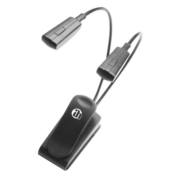 Adam Hall SLED 2 Pro Dual Gooseneck Music Stand Lamp, Black Angled
