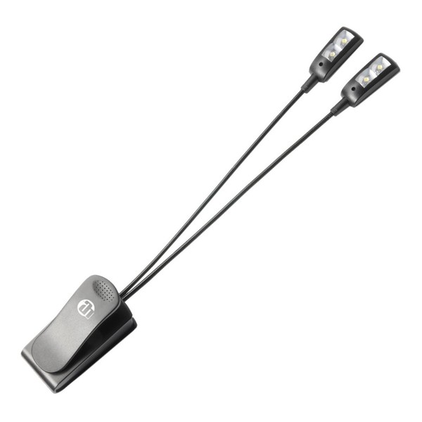 Adam Hall SLED 2 Pro Dual Gooseneck Music Stand Lamp, Black Straightened